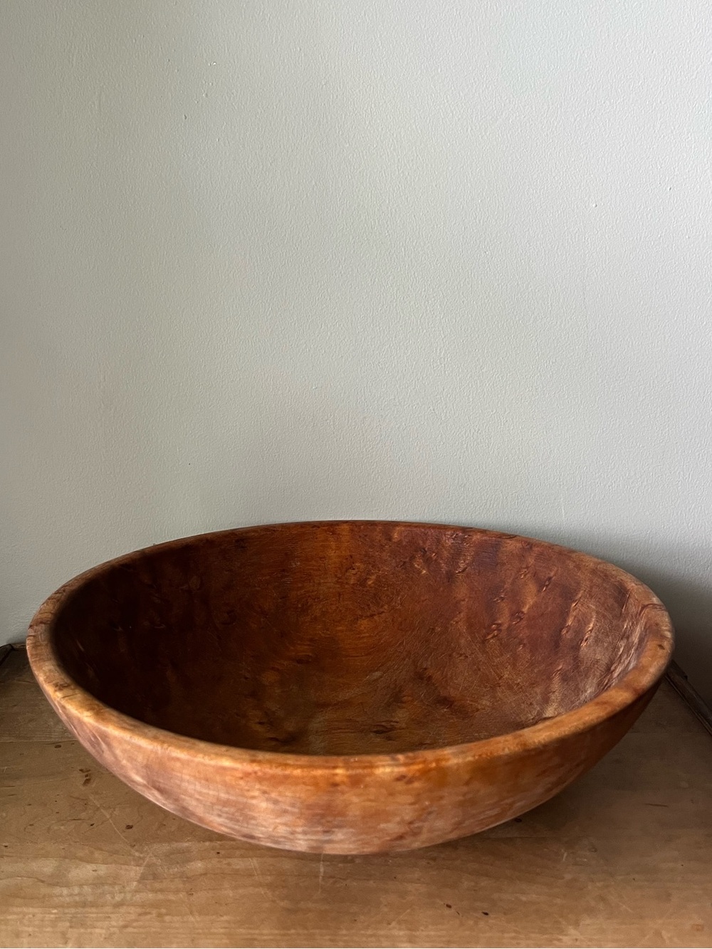 Large Vintage Munising Wood Chopping Dough Bowl
